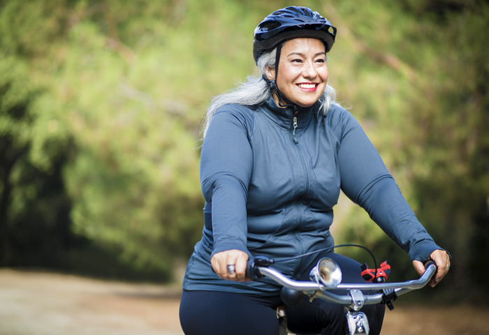 Woman riding bike