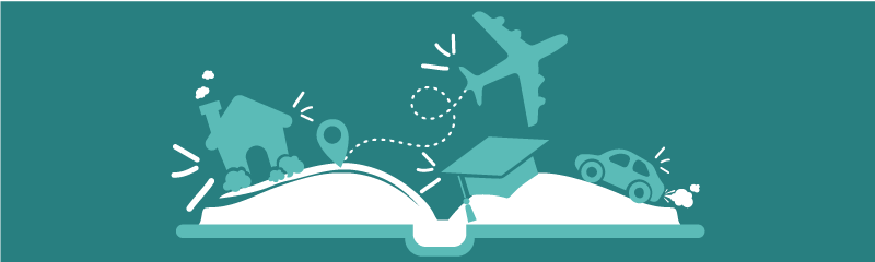 Open book banner graphic