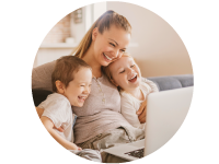 Happy family on laptop